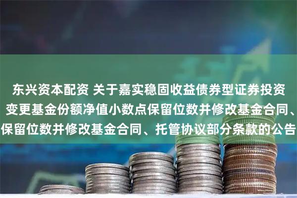 东兴资本配资 关于嘉实稳固收益债券型证券投资基金增加D类基金份额、变更基金份额净值小数点保留位数并修改基金合同、托管协议部分条款的公告