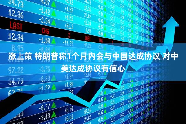 涨上策 特朗普称1个月内会与中国达成协议 对中美达成协议有信心